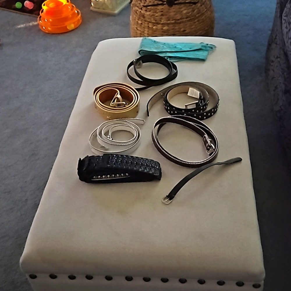 Box of Ladies Belts and One Watch Band